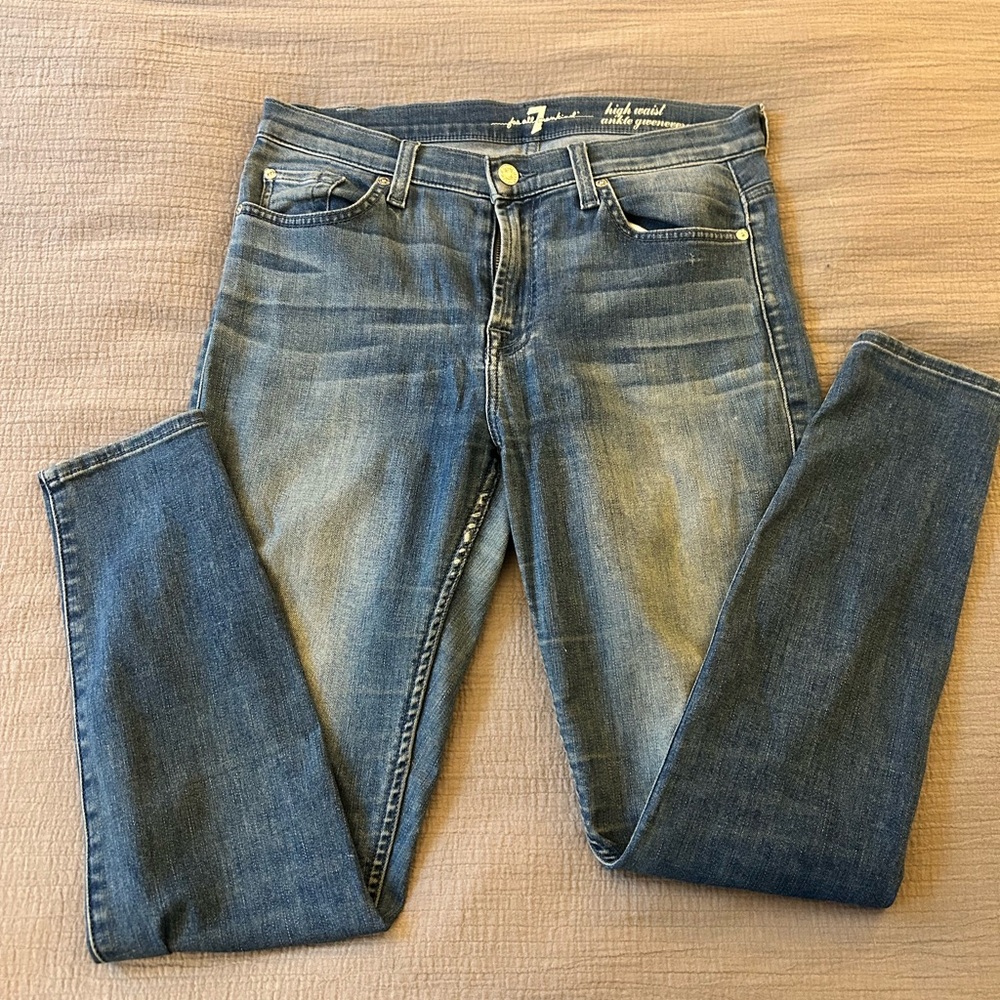 7 For All Mankind Blue Skinny Jeans Classic Indigo
